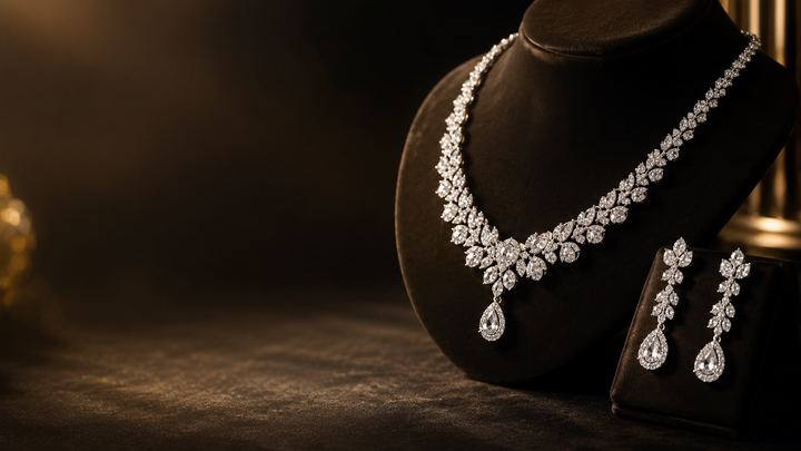 Luxury diamond necklace and earrings